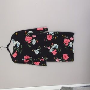 Old Navy 3/4 Sleeve Floral Knit Dress Black Med